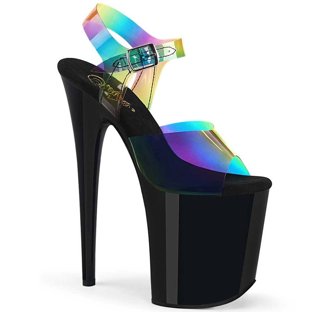 Pleaser - FLAMINGO808RB Ankle strap sandal, Pole dance shoes - Pole dance shoes - Multicolours/Transparent Product image
